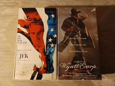 2 Kevin Costner VHS Box Sets JFK Wyatt Earp 1990s 2 Tapes Each Dennis Quaid Gene - Image 1 of 4