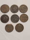 Lot of eight large cents coronet and braided 1826 1828 1833 1842 1850 1856