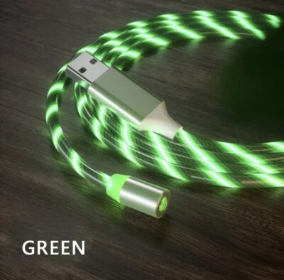 LED 3 in 1 Magnetic Fast Charging USB Cable Charger Phone USB-C Micro USB IOS - Image 1 of 4