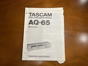 Teac Tascam AQ-65 Auto Locator Operation / Maintenance Manual - Picture 1 of 2