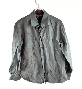 Robert Graham Woven Cotton Button Down Shirt Medium Textured Metallic Silver - Picture 1 of 15