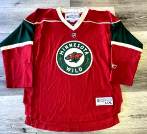 Vintage Minnesota Wild Jersey Size Youth Large/XL Reebok Red NHL Hockey - Picture 1 of 9