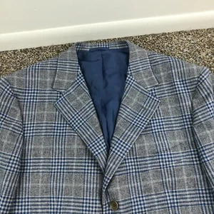 Sartoria Partenopea Sport Coat Wool Prince of Wales Check Blue Gray 44R - Picture 1 of 11