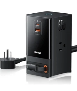 Baseus 6-in-1 65W Charging Station with Retractable USB-C Cable, Power Combo USB - Picture 1 of 8