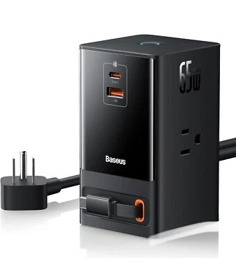 Baseus 6-in-1 65W Charging Station with Retractable USB-C Cable, Power Combo USB - Image 1 of 4