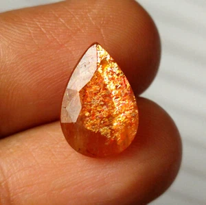 AAA+ Natürlicher Multi Flocken Feuer Sonnenstein 4,40 cts Birnenschliff facettiert lose Edelstein - Bild 1 von 5