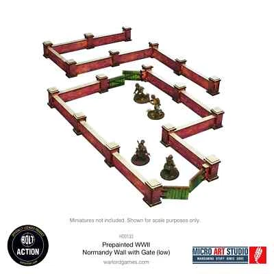 Micro Art Studio H00133 WW2 Normandy Wall with Gate Low (Bolt Action) Terrain - Image 1 of 3