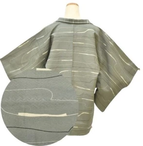 Japanese Kimono Vintage Haori Silk Jacket Robe Gray 1mt1768P - Picture 1 of 11