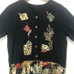 Camisa vintage Teddi con botones manga corta estampado floral tropical talla M - Imagen 1 de 6
