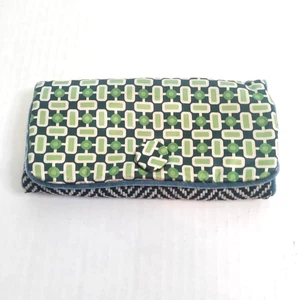 Banana Republic Jewelry Travel Pouch Bag Silk Wool Green Black 8" x 4" Trifold - Picture 1 of 23