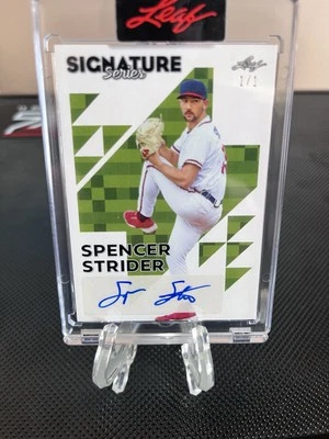 2023 LEAF SIGNATURE SERIES BASEBALL ENCASED SPENCER STRIDER ROOKIE AUTO #1/1 - Image 1 of 2