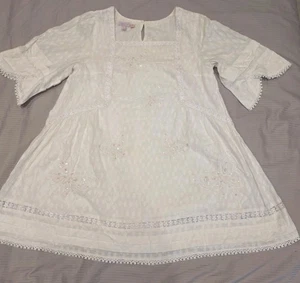 Monsoon White Butterfly Sequin Tunic Age 12-13 Excellent Condition 100% Cotton - Picture 1 of 9