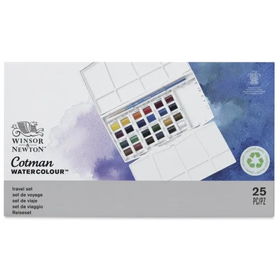 Winsor & Newton Cotman Watercolor - 24 Half Pans Studio Travel Set #0390376