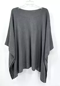 NEW CHICOS poncho sweater cape shawl embellished bateau neck heather gray L XL - Picture 1 of 10