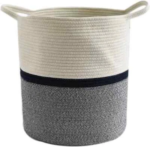 Cotton Rope Basket Medium Cloth Toy Storage Laundry Washing Organizer Hamper - Picture 1 of 6