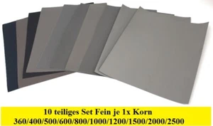 10 Bögen Mix-Fein Wasserfestes Schleifpapier SiCa PS8C 230x280mm Korn P360-P2500 - Bild 1 von 2