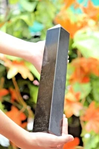 Huge 300MM Natural 4 Faceted Black Tourmaline Stone Chakra Healing Obelisk Tower - Picture 1 of 10