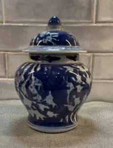 Barattolo zenzero con coperchio stile cinese, pentola in ceramica blu e bianca - Foto 1 di 6