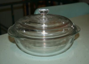 Vintage Pyrex #023 Clear Glass 1.5 Qt Round Casserole w/ #17 Lid USA - Picture 1 of 5
