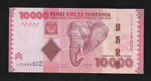 Tanzania, 10.000 scellini, P-44c, Nuovo 2020, XF+ Banconota, Elefante Africano - Foto 1 di 2