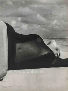 1960s Vintage RICHARD AVEDON Beach Lauren Hutton Fashion Large Duotone Photo Art - Picture 1 of 1