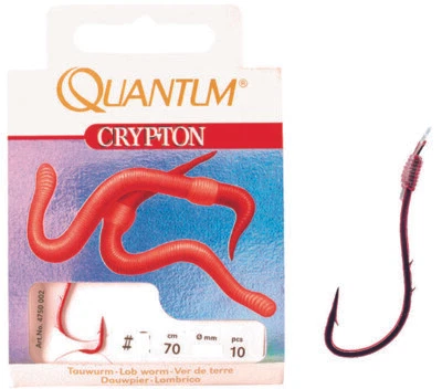 QUANTUM CRYPTON Tauwurm Wurmhaken Vorfachhaken Aalhaken Haken gebunden