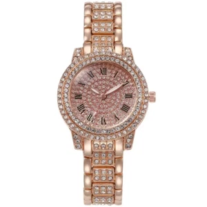 Luxury Shining Diamond Watch Women Brand Quartz Gold Bracelet Elegant watches - Picture 1 of 15