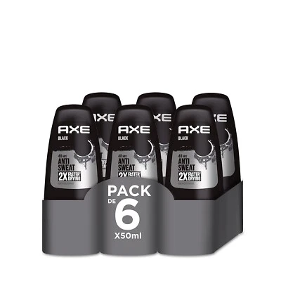 Axe Deo Roller Black für Herren, 6x 50 ml, 48H Schutz, Roll On - Bild 1 von 4