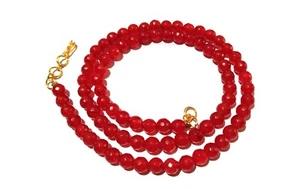 COLLAR RUBÍ ROJO REDONDO CORTE FACETADO CUENTAS PIEDRAS PRECIOSAS 5,5-6 MM 18" PULGADAS 1 - Imagen 1 de 7