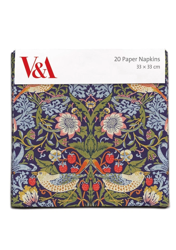 V&A William Morris Strawberry Thief Pack of 20 Paper Napkins - Image 1 of 1