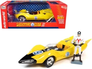AUTO WORLD 1:18 Diecast Model Car - SPEED RACER SHOOTING STAR & Racer X Figure - Picture 1 of 9