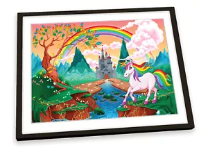 Unicorno Principessa Regno Arcobaleno STAMPA ARTISTICA CON CORNICE Quadro Poster Opera - Foto 1 di 5