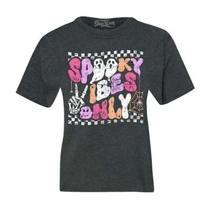 Spooky Vibes Only Kids T-Shirt Halloween Shirt - Picture 1 of 5