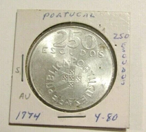 Portugal 1974 250 Escudos Silver Au Coin - Picture 1 of 5