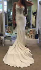 Allure Romance Wedding Dress Ivory 12 Mermaid  Low V Illusion Bling 3013 $1,600