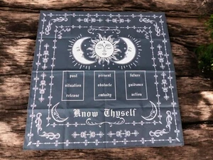 Mystical Moon & Sun Tarot Altar Cloth Divination Mat 19x19 Gothic - Picture 1 of 8