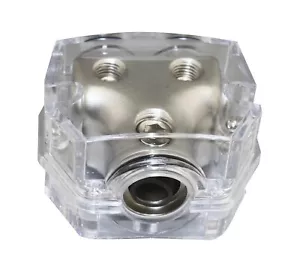 1X0 Gauge In 2X0 Gauge Out Car Power/Ground Distribution Block Clear PD-05C-0GA - Picture 1 of 2