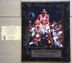 Alonzo Mourning Miami Heat 33 Champion NBA Autographed Signed Photo Plaque