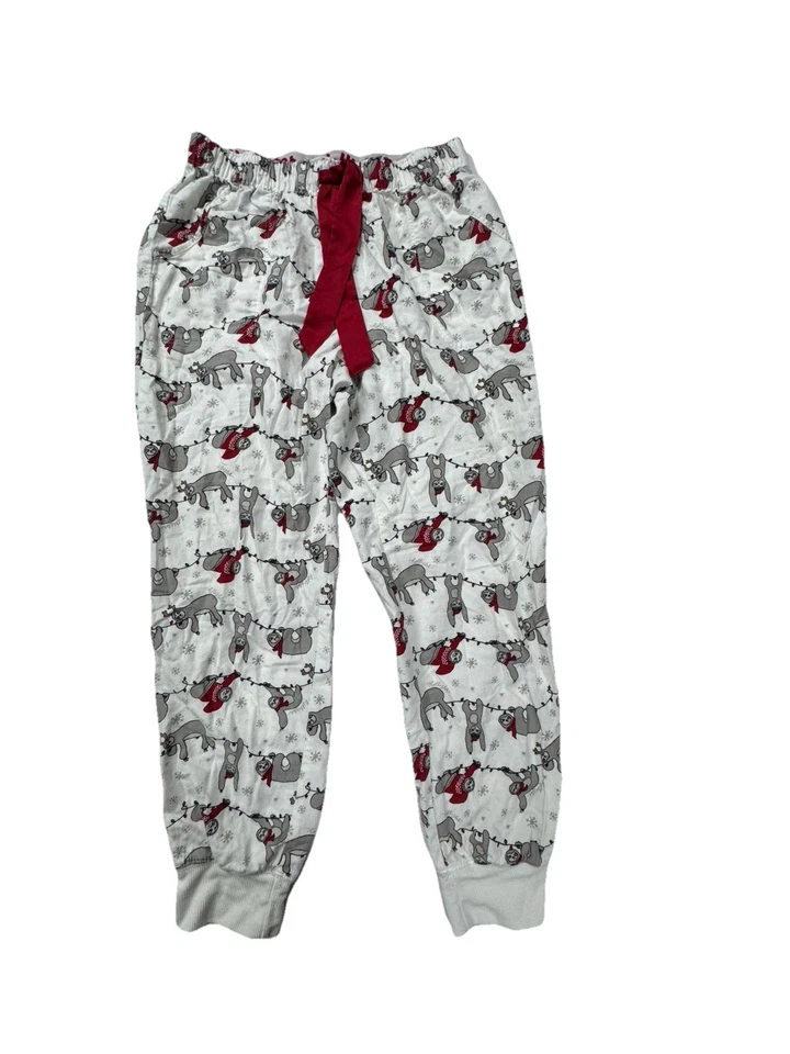 Pantalones de pijama Hollister Sloth Christmas Lights para mujer pequeños blancos Foto 1 de 4
