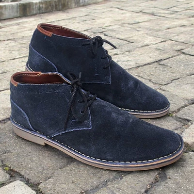 Kenneth Cole Reaction темно-синий кожаный замшевый мужской размер 13 М на шнуровке Chucka винтажный - Изображение 1 из 4