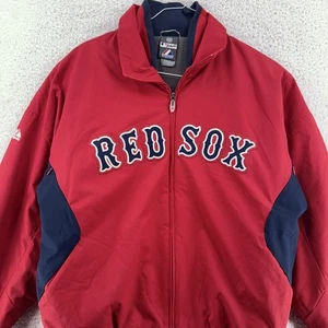 Boston Red Sox Dugout Jacket Tag Large FITS XXL Baseball Zip Pullover Majestic - Picture 1 of 9