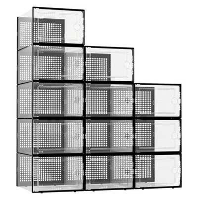XL Shoe Boxes, Pack of 12 Shoe Storage Organizers, Stackable - Image 1 of 4