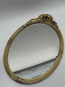 Vintage verzierter ovaler goldener HOMCO Wandspiegel Hollywood Regency Kunststoff - Bild 1 von 12