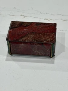 Vintage Antique Brass Rhodonite Quartz Trinket Lined Box - Stunning - Bild 1 von 9