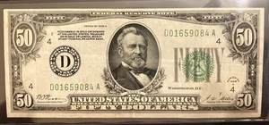 1928-A $50 Federal Reserve Note FR-2101 D Cleveland, XF Condition - Picture 1 of 3