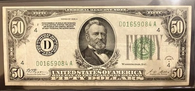 1928-A $50 Federal Reserve Note FR-2101 D Cleveland, XF Condition - Image 1 of 3