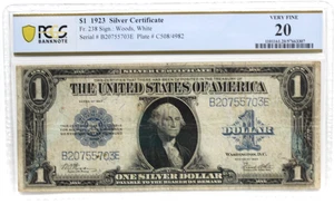 1923 1$ SILVER CERTIFICATE Fr#238 PCGS 20 VERY FINE WOODS WHITE SCARCER COMBO - Picture 1 of 4
