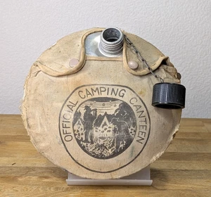 Vintage Boy Scouts of America Aluminium Trail Canteen Original Cover Twist Cap - Bild 1 von 4