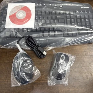 NEW Microsoft Wireless Multimedia Desktop Keyboard 1.1 Receiver Dongle & Mouse - Afbeelding 1 van 7