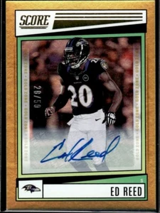 2022 Score Ed Reed #189 HOF Gold Zone SSP /50 AUTO RARE - Picture 1 of 2